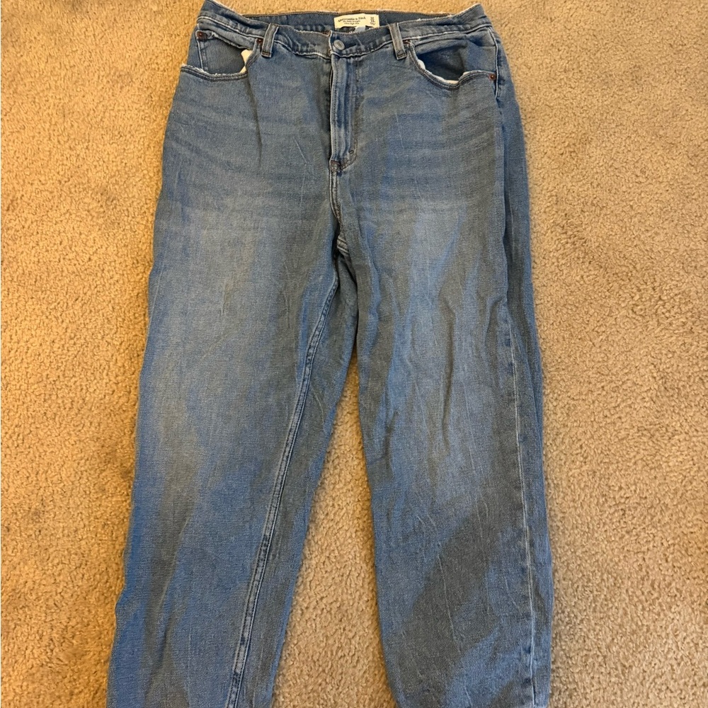 Abercrombie & Fitch Light Blue Ankle Straight Jeans Ultra High Rise 14s -